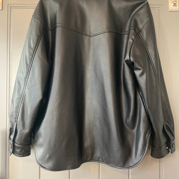 Pull&Bear Vegan Leather Shirt Jacket - Picture 3 of 4
